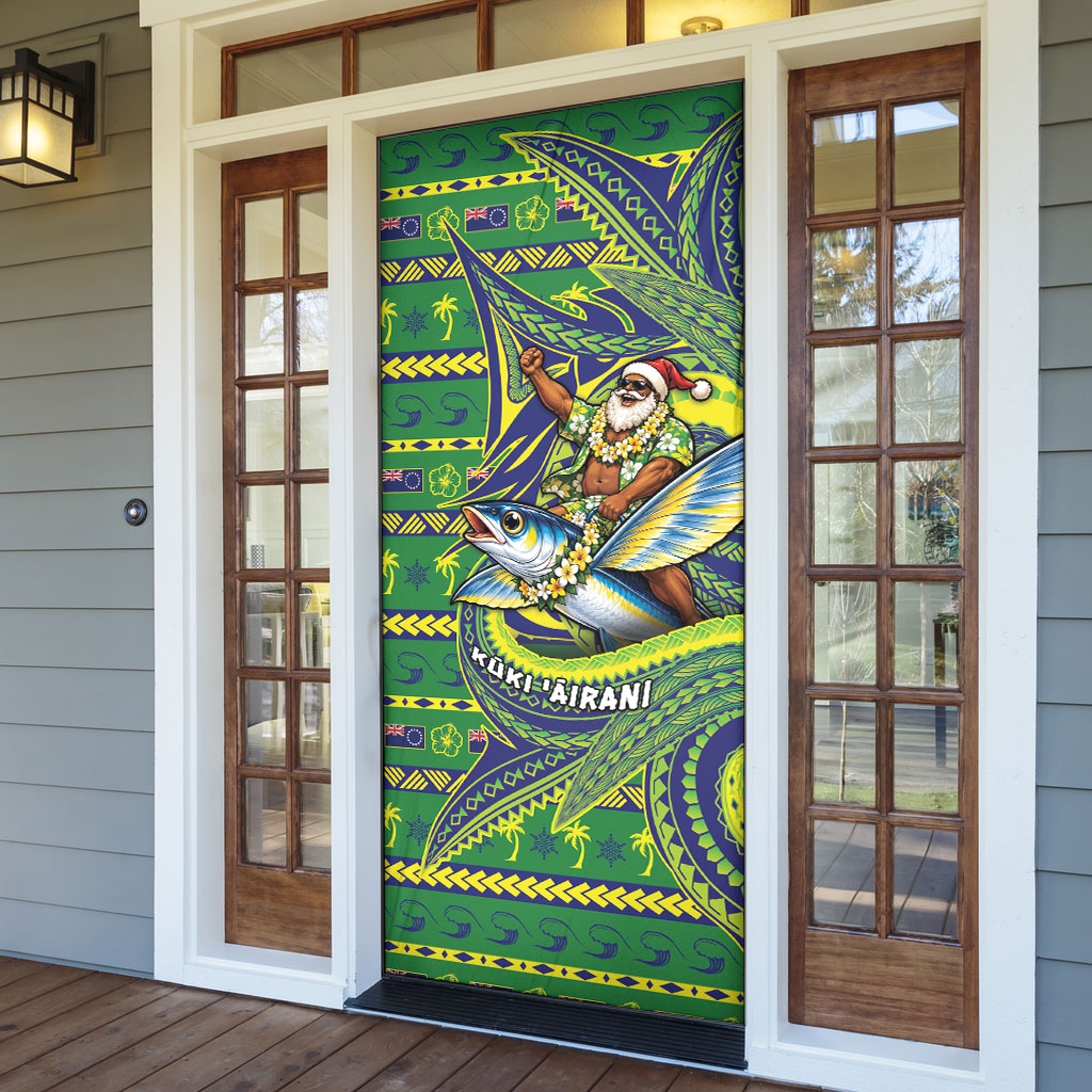 Cook Islands Christmas Door Cover Santa Riding Flying Fish DT05 - Polynesian Pride