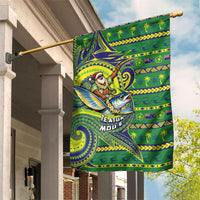 Cook Islands Christmas Garden Flag Santa Riding Flying Fish DT05 House Flag Green - Polynesian Pride