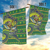 Cook Islands Christmas Garden Flag Santa Riding Flying Fish DT05 - Polynesian Pride
