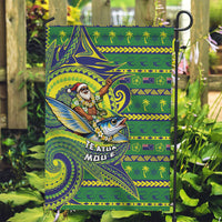 Cook Islands Christmas Garden Flag Santa Riding Flying Fish DT05 Garden Flag Green - Polynesian Pride