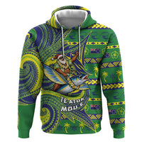 Cook Islands Christmas Hoodie Santa Riding Flying Fish DT05 Pullover Hoodie Green - Polynesian Pride