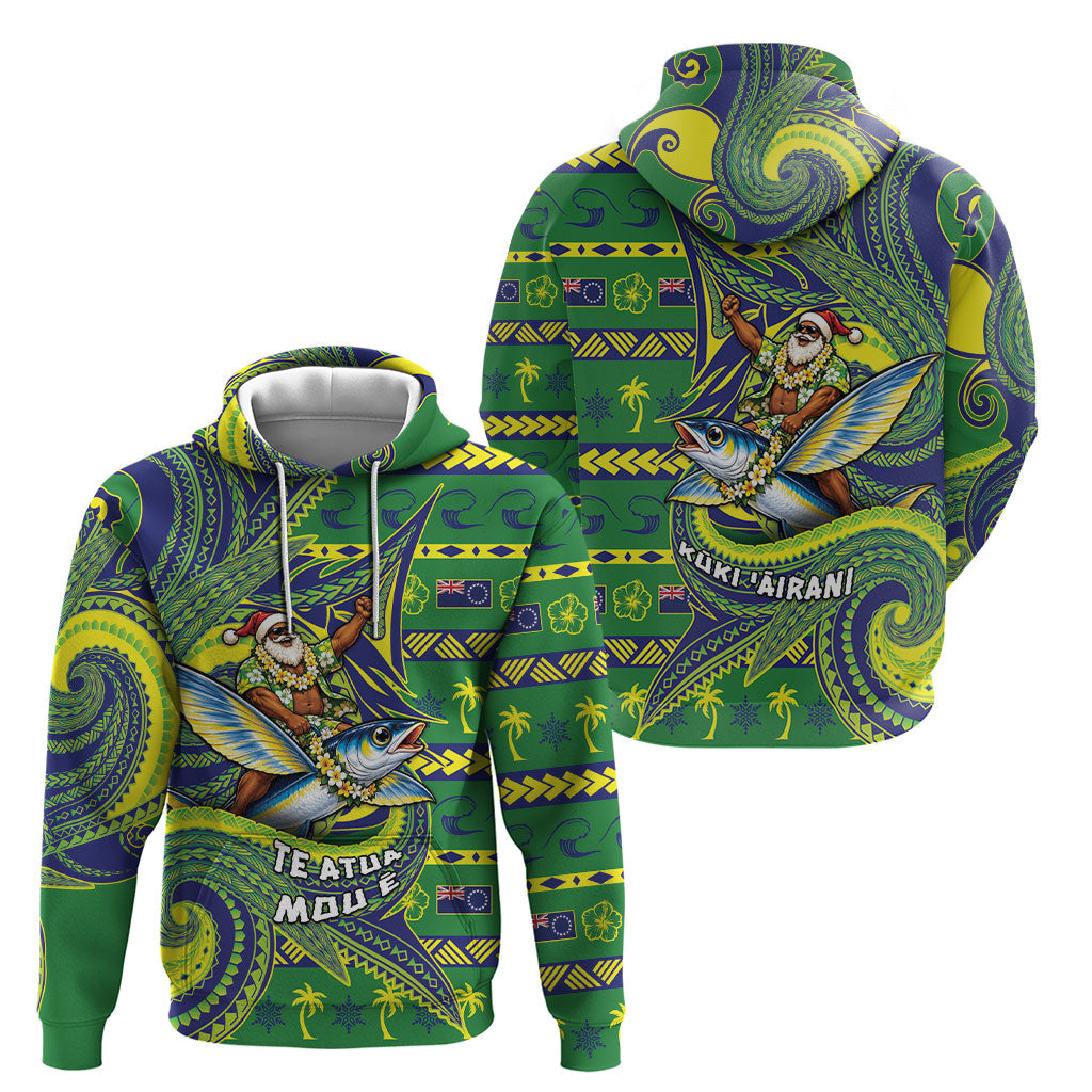Cook Islands Christmas Hoodie Santa Riding Flying Fish DT05 - Polynesian Pride