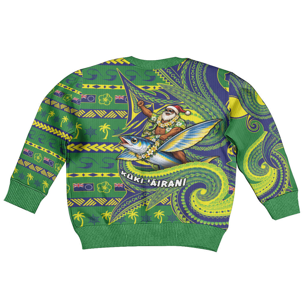 Cook Islands Christmas Kid Ugly Christmas Sweater Santa Riding Flying Fish DT05 - Polynesian Pride