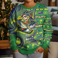 Cook Islands Christmas Kid Ugly Christmas Sweater Santa Riding Flying Fish DT05 - Polynesian Pride