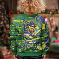 Cook Islands Christmas Kid Ugly Christmas Sweater Santa Riding Flying Fish DT05 - Polynesian Pride