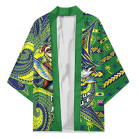 Cook Islands Christmas Kimono Santa Riding Flying Fish DT05 Unisex Green - Polynesian Pride