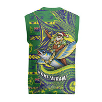 Cook Islands Christmas Knitted V-Neck Vest Santa Riding Flying Fish DT05 - Polynesian Pride