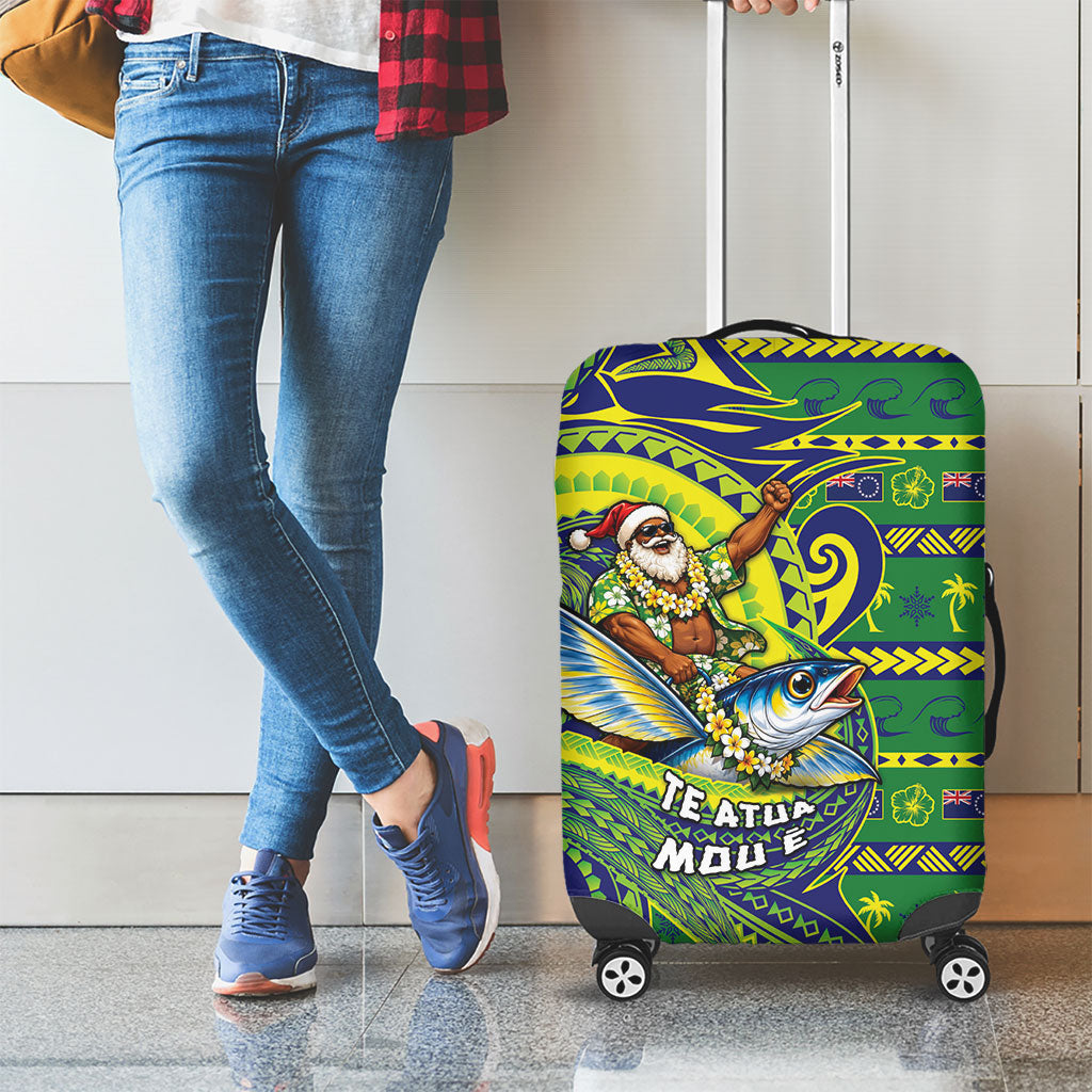 Cook Islands Christmas Luggage Cover Santa Riding Flying Fish DT05 - Polynesian Pride