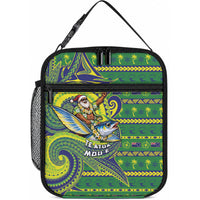 Cook Islands Christmas Lunch Bag Santa Riding Flying Fish DT05 10.2 × 8.3 × 4.3 inch Green - Polynesian Pride