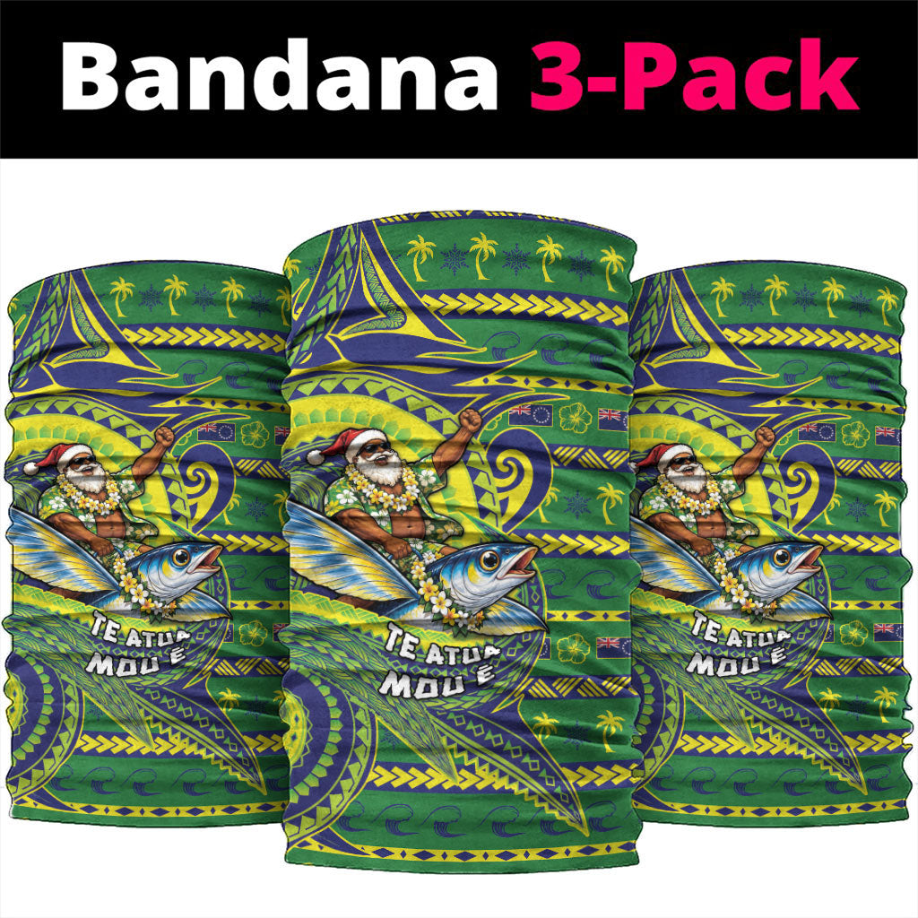 Cook Islands Christmas Neck Gaiter Santa Riding Flying Fish DT05 package One Size: 25*50cm Green - Polynesian Pride