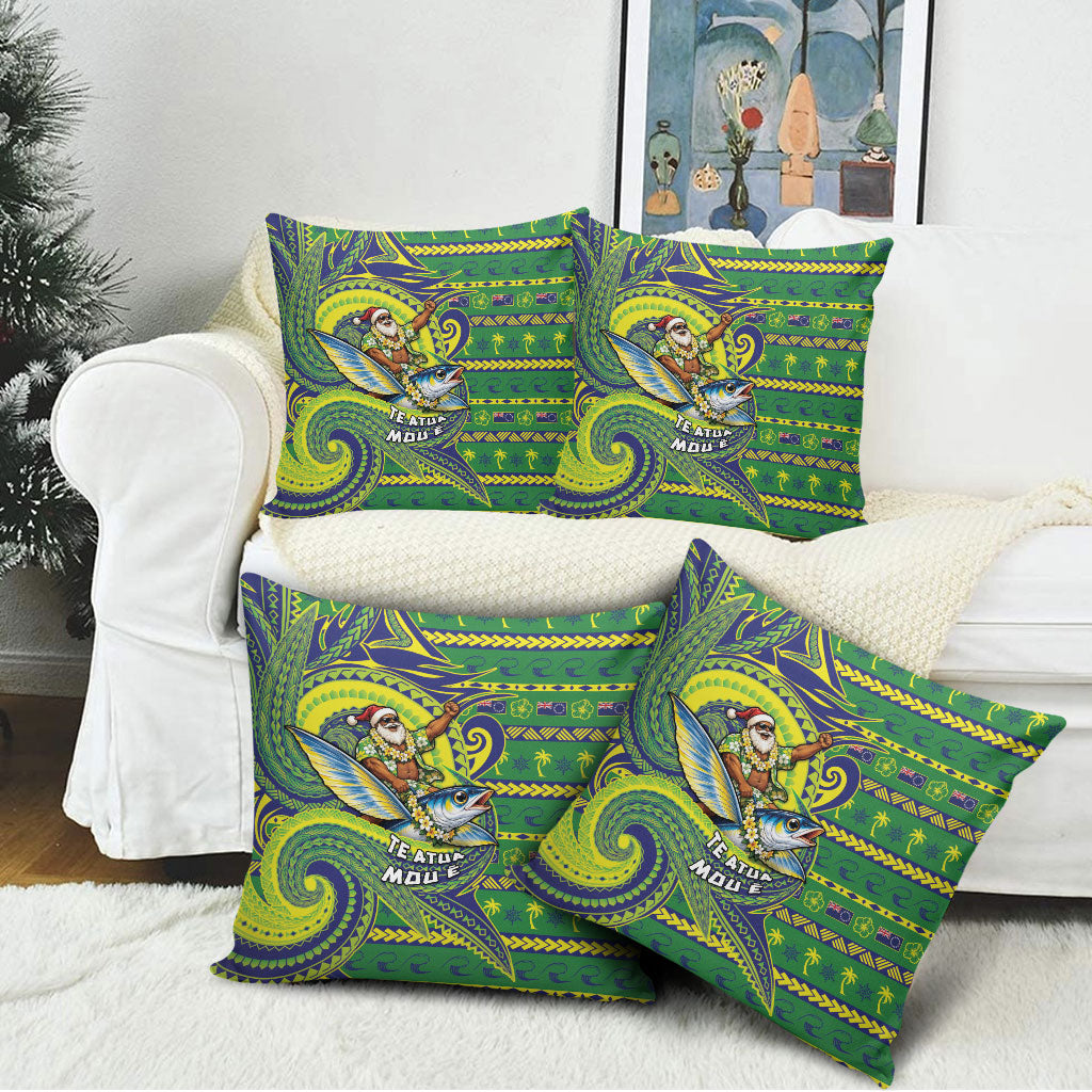 Cook Islands Christmas Pillow Cover Santa Riding Flying Fish DT05 - Polynesian Pride
