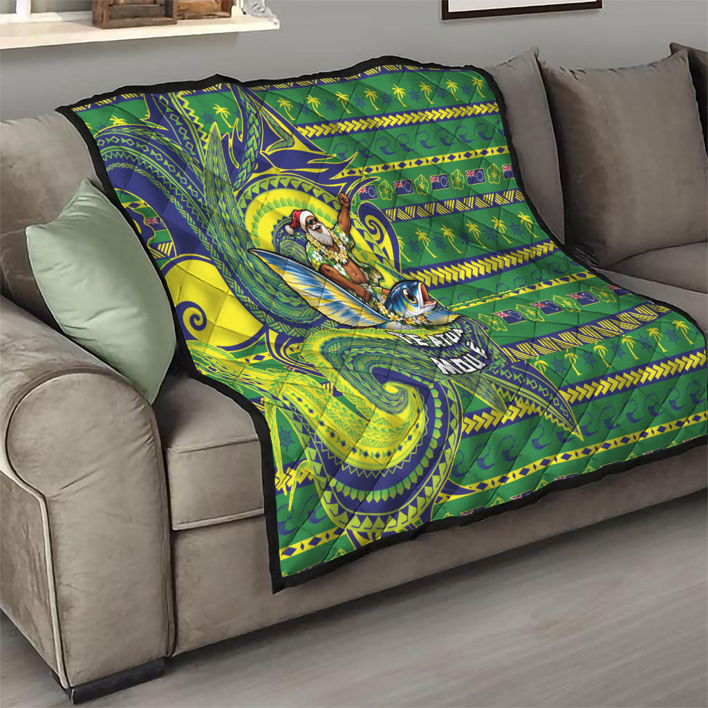Cook Islands Christmas Quilt Santa Riding Flying Fish DT05 - Polynesian Pride