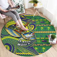 Cook Islands Christmas Round Carpet Santa Riding Flying Fish DT05 - Polynesian Pride