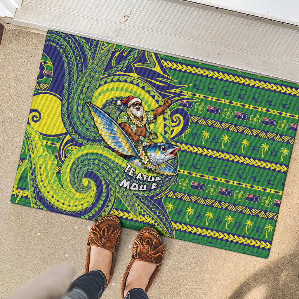 Cook Islands Christmas Rubber Doormat Santa Riding Flying Fish DT05 - Polynesian Pride