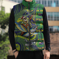 Cook Islands Christmas Sleeveless Puffer Jacket Santa Riding Flying Fish DT05 - Polynesian Pride