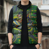Cook Islands Christmas Sleeveless Puffer Jacket Santa Riding Flying Fish DT05 - Polynesian Pride