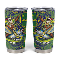 Cook Islands Christmas Tumbler Cup Santa Riding Flying Fish DT05 Green - Polynesian Pride