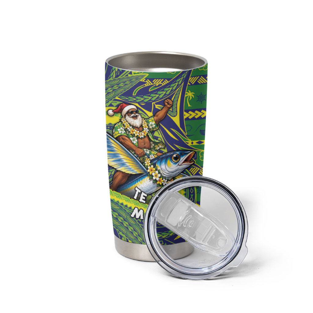 Cook Islands Christmas Tumbler Cup Santa Riding Flying Fish DT05 - Polynesian Pride