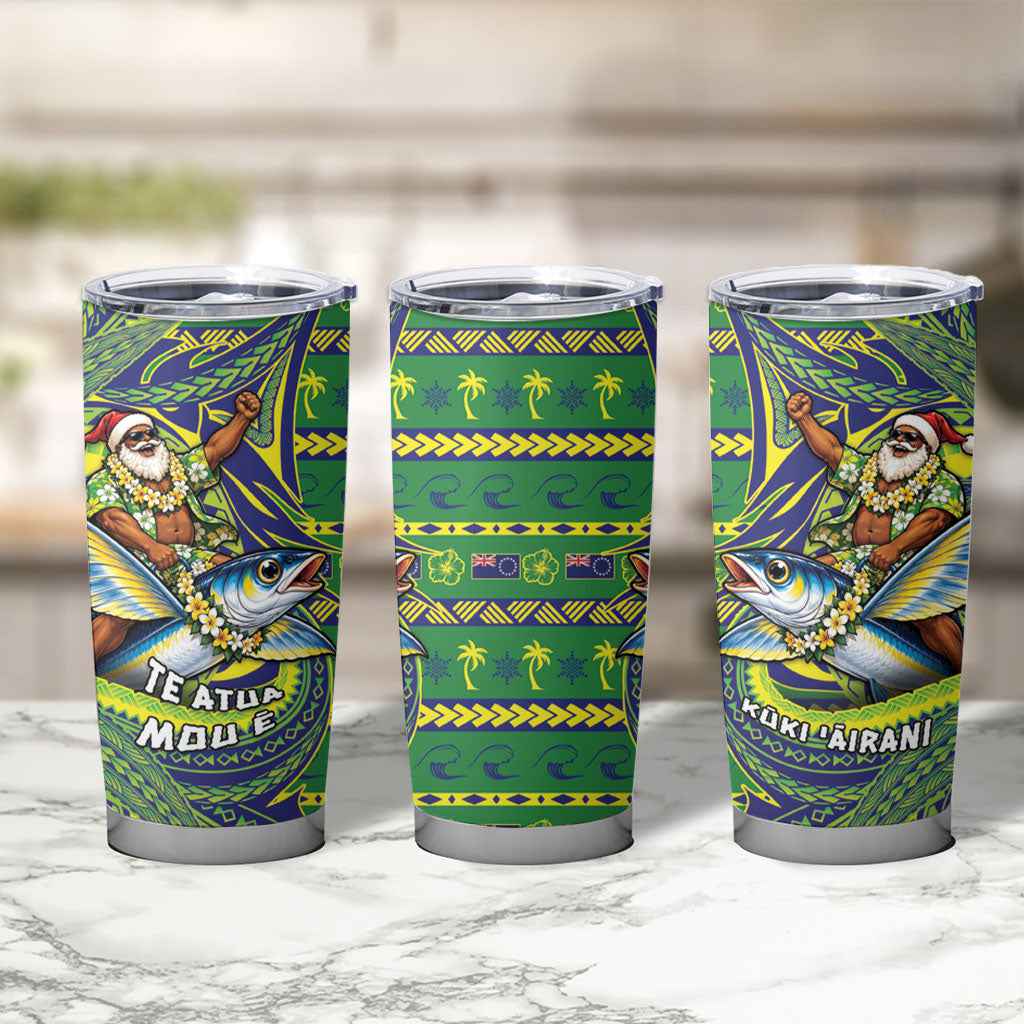 Cook Islands Christmas Tumbler Cup Santa Riding Flying Fish DT05 - Polynesian Pride