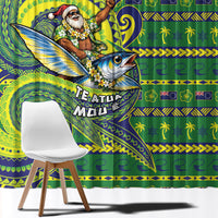 Cook Islands Christmas Window Curtain Santa Riding Flying Fish DT05 - Polynesian Pride