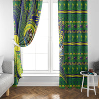 Cook Islands Christmas Window Curtain Santa Riding Flying Fish DT05 - Polynesian Pride