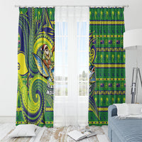 Cook Islands Christmas Window Curtain Santa Riding Flying Fish DT05 - Polynesian Pride