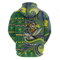 Cook Islands Christmas Zip Hoodie Santa Riding Flying Fish DT05 - Polynesian Pride