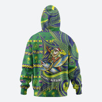 Cook Islands Christmas Zip Hoodie Santa Riding Flying Fish DT05 - Polynesian Pride