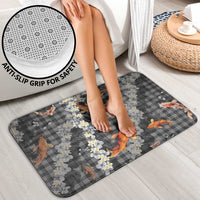 Black Palaka Hawaiian And Japanese Bathroom Set Sakura Lei With Koi Fish - Polynesian Pride