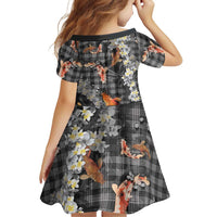 Black Palaka Hawaiian And Japanese Family Matching Off Shoulder Maxi Dress and Hawaiian Shirt Sakura Lei With Koi Fish DT05 - Polynesian Pride