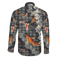 Black Palaka Hawaiian And Japanese Family Matching Summer Maxi Dress and Hawaiian Shirt Sakura Lei With Koi Fish DT05 - Polynesian Pride