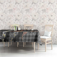 Black Palaka Hawaiian And Japanese Tablecloth Sakura Lei With Koi Fish - Polynesian Pride