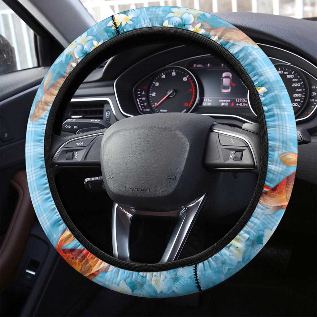 Blue Palaka Hawaiian And Japanese Steering Wheel Cover Sakura Lei With Koi Fish DT05 - Polynesian Pride
