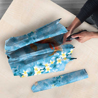 Blue Palaka Hawaiian And Japanese Umbrella Sakura Lei With Koi Fish - Polynesian Pride