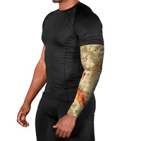 Beige Palaka Hawaiian And Japanese Arm Sleeves Sakura Lei With Koi Fish - Polynesian Pride