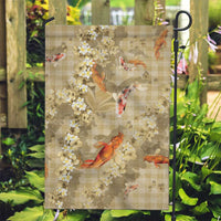 Beige Palaka Hawaiian And Japanese Garden Flag Sakura Lei With Koi Fish - Polynesian Pride