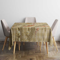 Beige Palaka Hawaiian And Japanese Tablecloth Sakura Lei With Koi Fish - Polynesian Pride