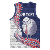 Personalised New Zealand Father's Day Basketball Jersey Daddy Kiwi Bird Silver Ferns