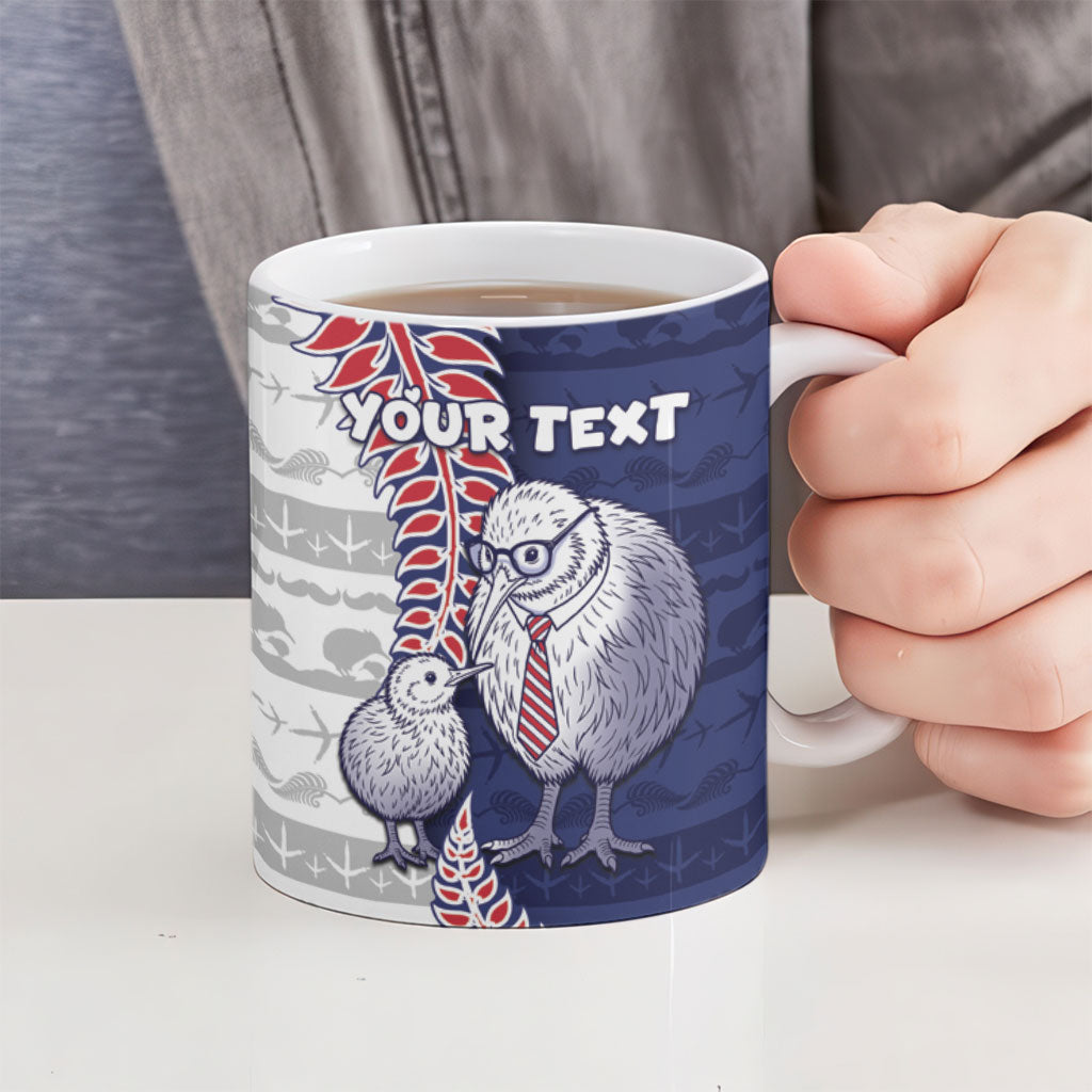 Personalised New Zealand Father's Day Ceramic Mug Daddy Kiwi Bird Silver Ferns
