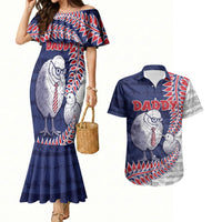 Personalised New Zealand Father's Day Couples Matching Mermaid Dress and Hawaiian Shirt Daddy Kiwi Bird Silver Ferns