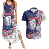 Personalised New Zealand Father's Day Couples Matching Summer Maxi Dress and Hawaiian Shirt Daddy Kiwi Bird Silver Ferns