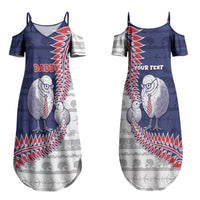 Personalised New Zealand Father's Day Couples Matching Summer Maxi Dress and Hawaiian Shirt Daddy Kiwi Bird Silver Ferns