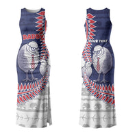 Personalised New Zealand Father's Day Couples Matching Tank Maxi Dress and Long Sleeve Button Shirt Daddy Kiwi Bird Silver Ferns