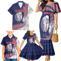 Personalised New Zealand Father's Day Family Matching Mermaid Dress and Hawaiian Shirt Daddy Kiwi Bird Silver Ferns