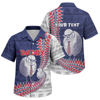 Personalised New Zealand Father's Day Family Matching Off The Shoulder Long Sleeve Dress and Hawaiian Shirt Daddy Kiwi Bird Silver Ferns
