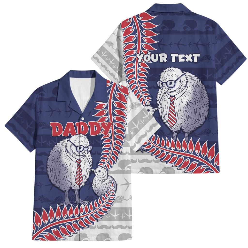 Personalised New Zealand Father's Day Family Matching Tank Maxi Dress and Hawaiian Shirt Daddy Kiwi Bird Silver Ferns