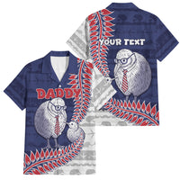 Personalised New Zealand Father's Day Family Matching Tank Maxi Dress and Hawaiian Shirt Daddy Kiwi Bird Silver Ferns