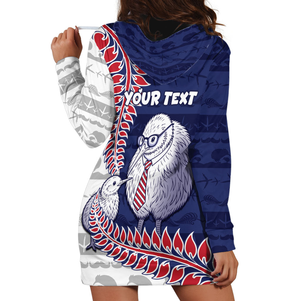 Personalised New Zealand Father's Day Hoodie Dress Daddy Kiwi Bird Silver Ferns