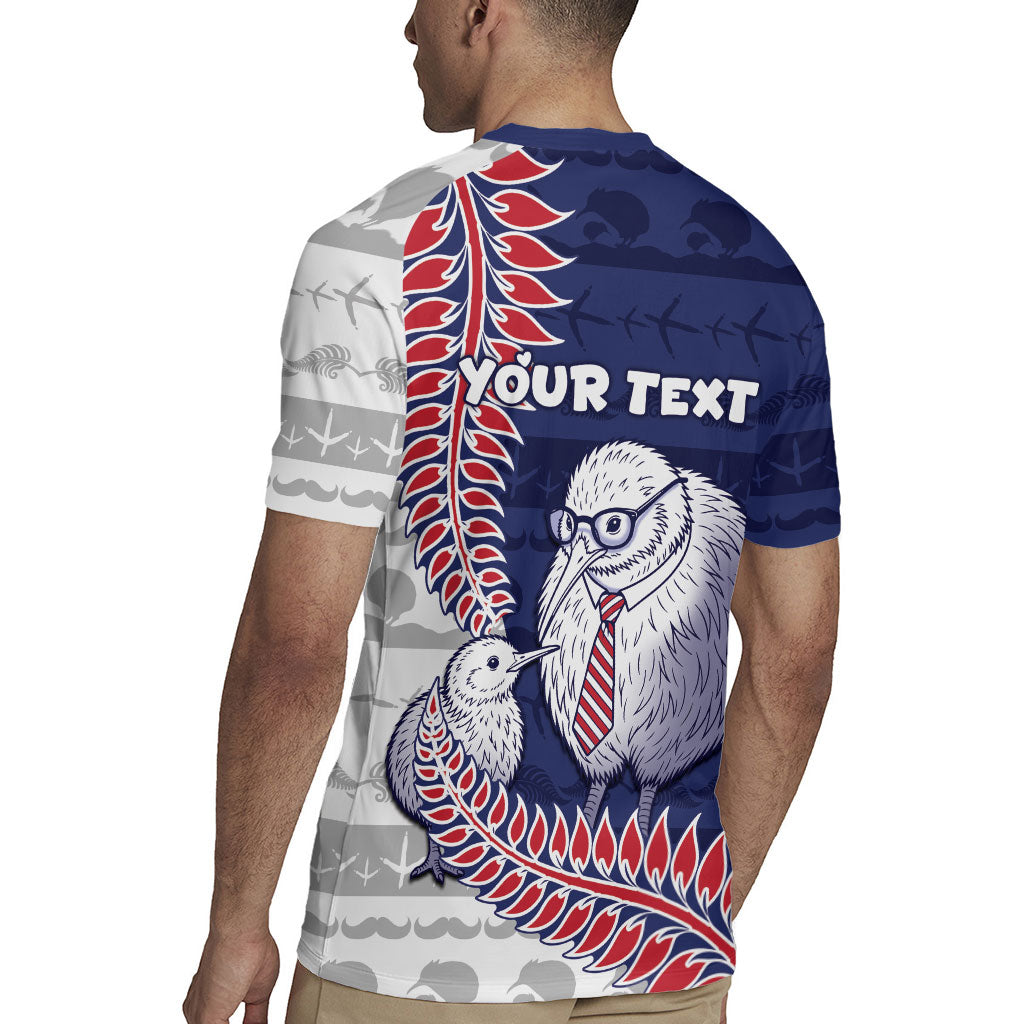 Personalised New Zealand Father's Day Rugby Jersey Daddy Kiwi Bird Silver Ferns