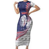 Personalised New Zealand Father's Day Short Sleeve Bodycon Dress Daddy Kiwi Bird Silver Ferns